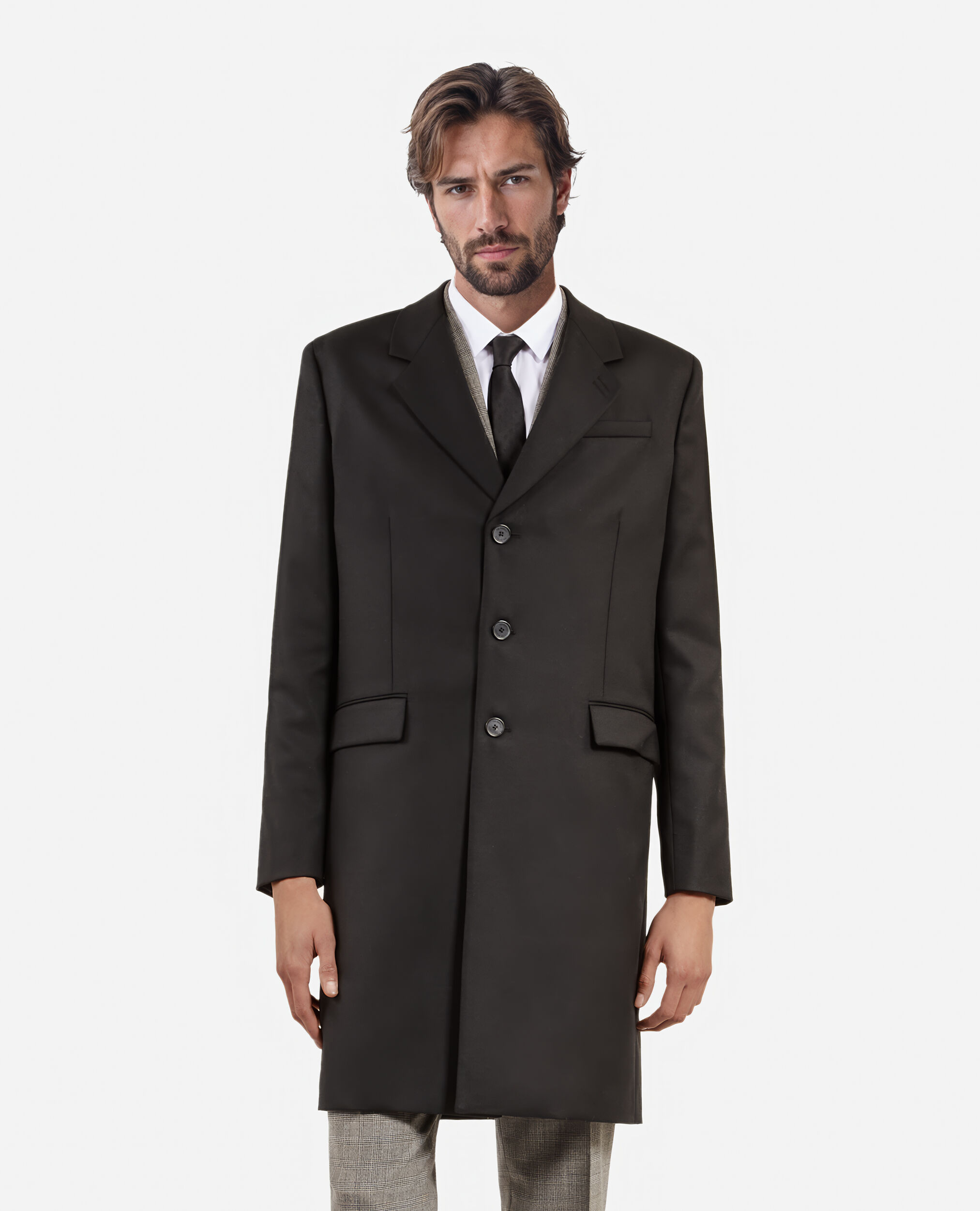Manteau en laine noir, BLACK, hi-res image number null