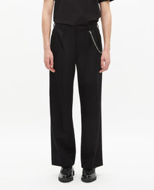 The Kooples HOMME BLACK pantalon en laine coupe large noir