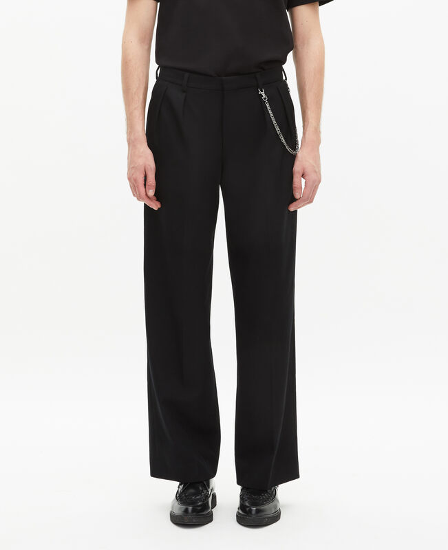 The Kooples HOMME BLACK pantalon en laine coupe large noir