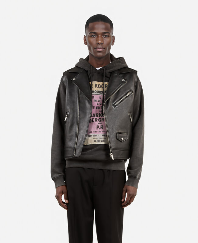 The Kooples HOMME BLACK blouson sans manches en cuir noir