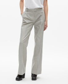 The Kooples FEMME BLANC / BLEU pantalon ample à rayures en coton et lin blanc