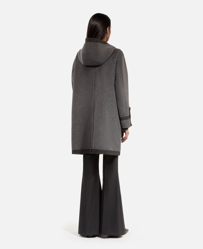 The Kooples FEMME PETROL GREY caban long à capuche en laine gris