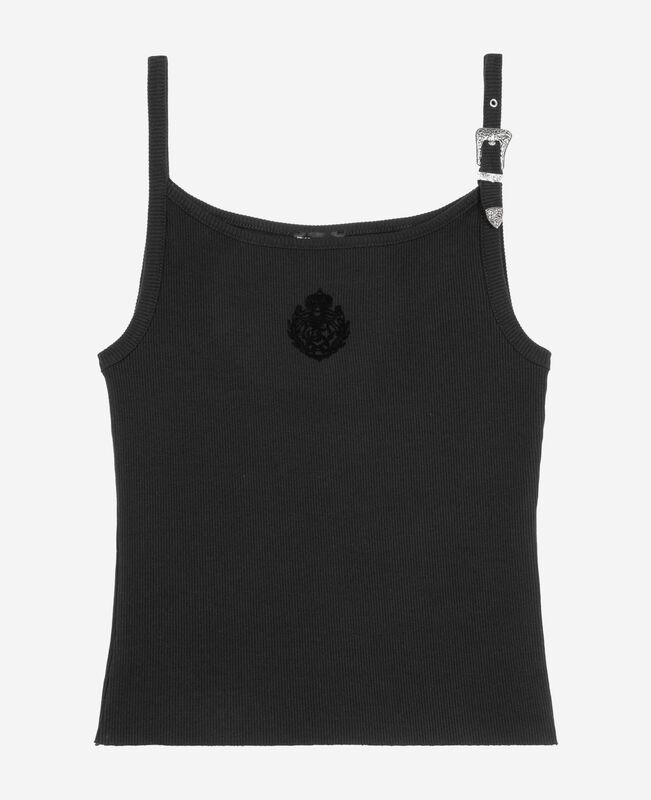 The Kooples FEMME BLACK débardeur côtelé noir