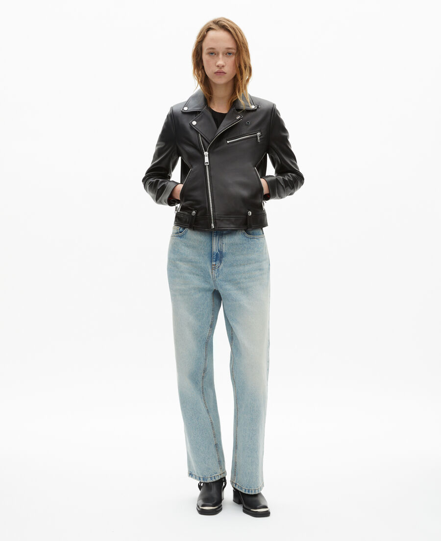 The Kooples FEMME BLACK blouson motard en cuir noir