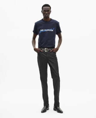 The Kooples HOMME BLACK jean slim effet cuir noir