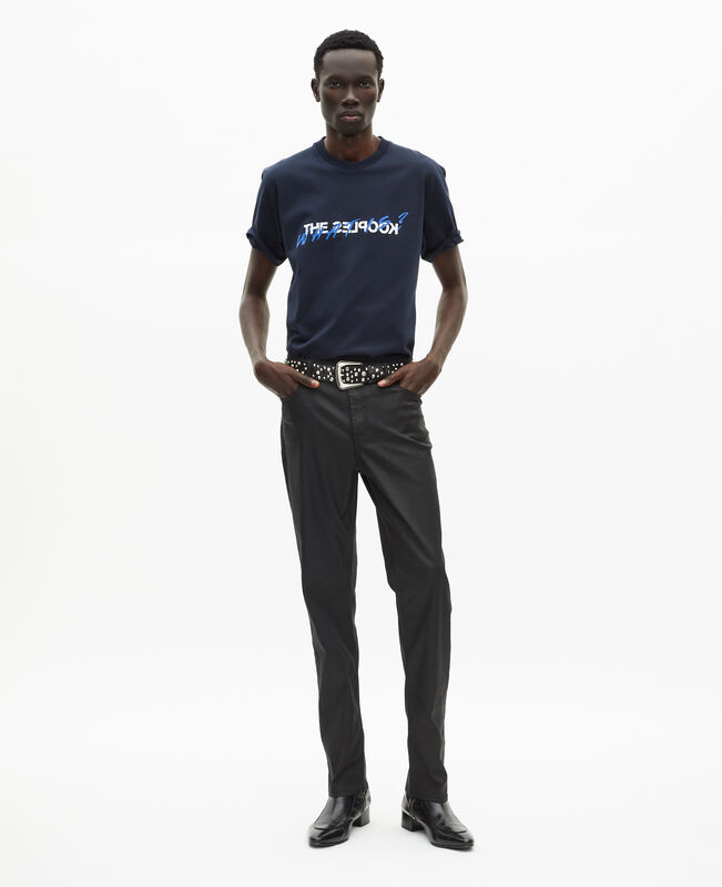 The Kooples HOMME BLACK jean slim effet cuir noir