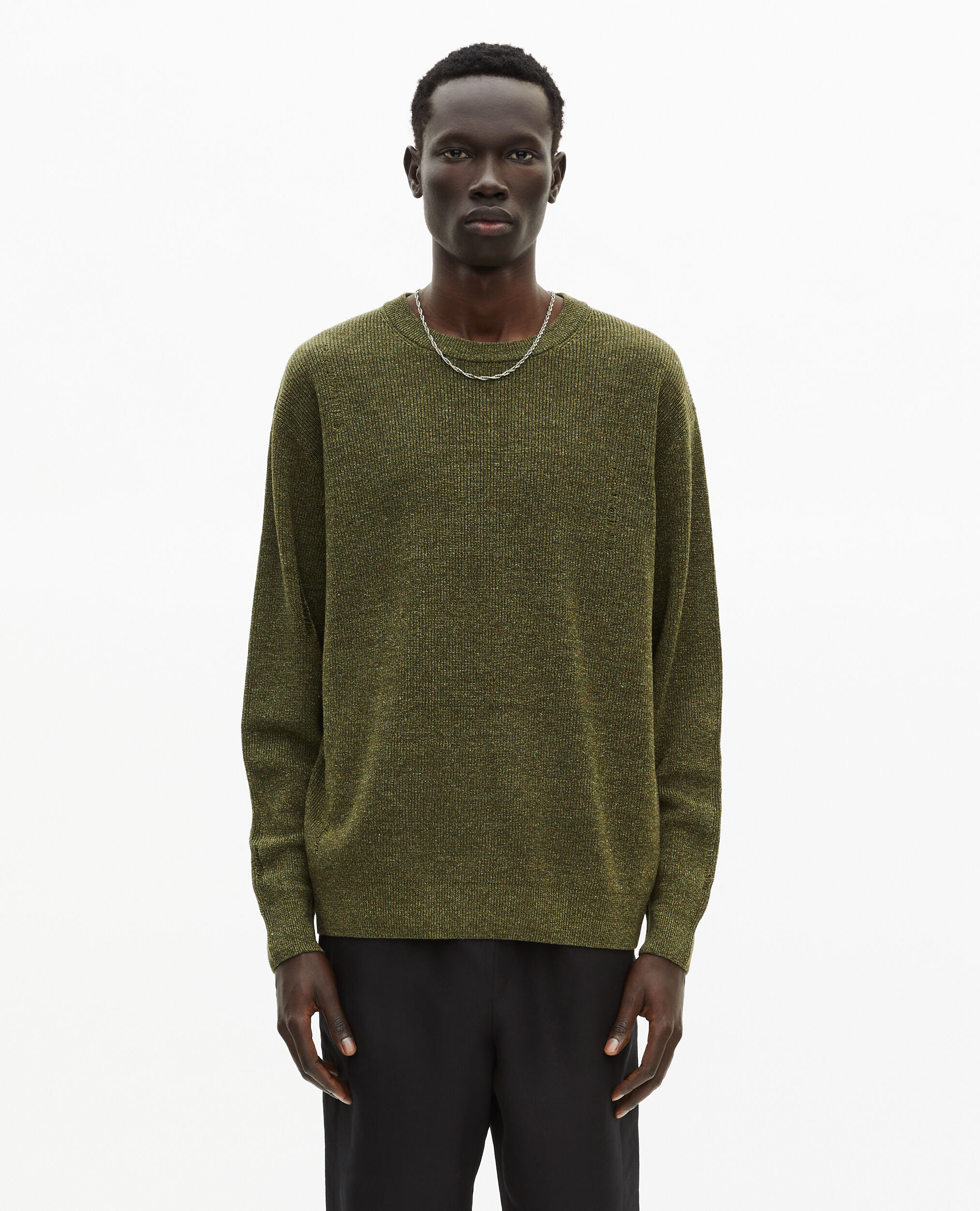 Pull en laine et lin kaki, OLIVE KAKI, hi-res image number null