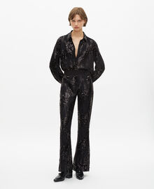 The Kooples FEMME BLACK pantalon flare à sequins noir