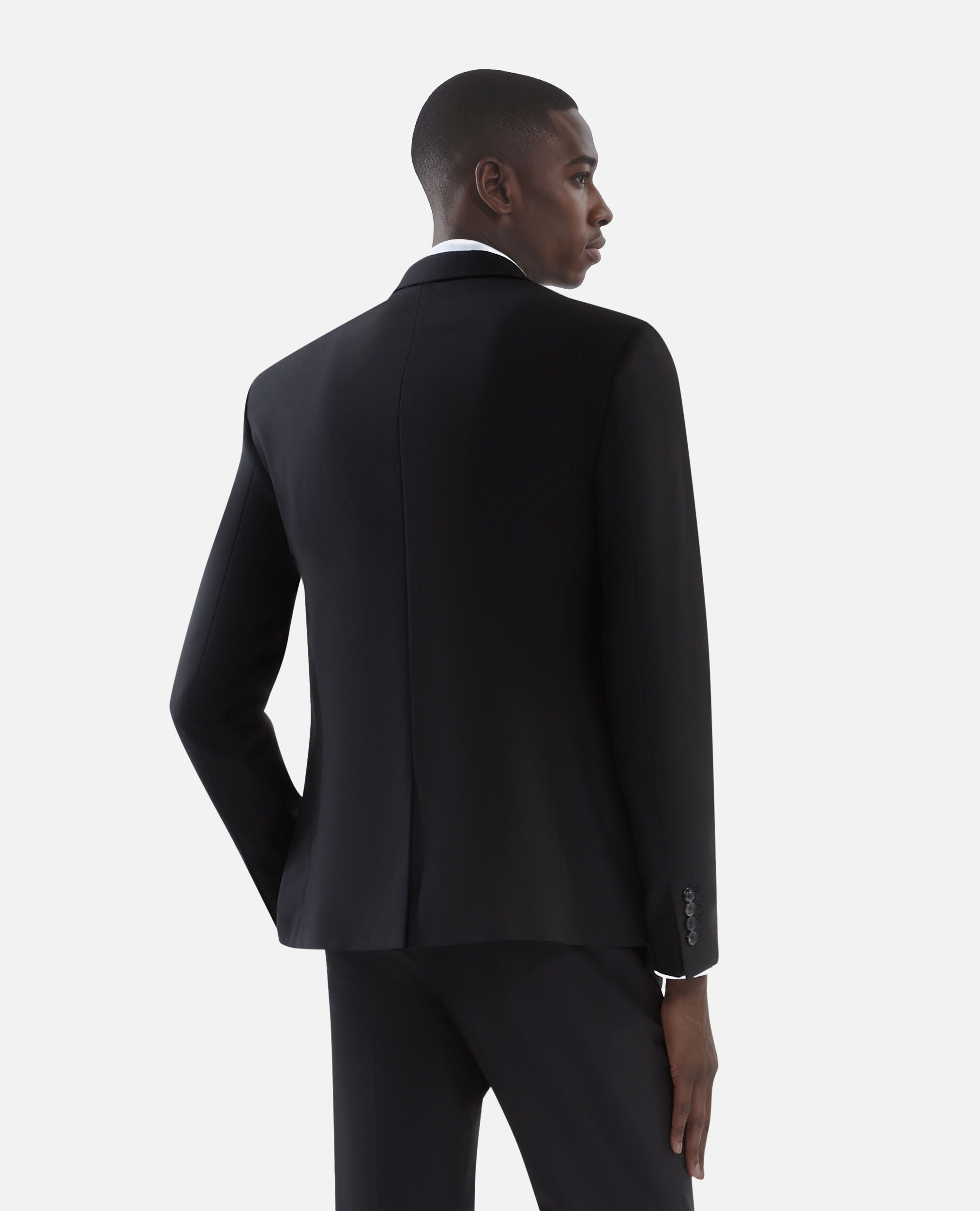 Veste de costume en laine noire coupe tailleur ajustée, BLACK, hi-res image number null