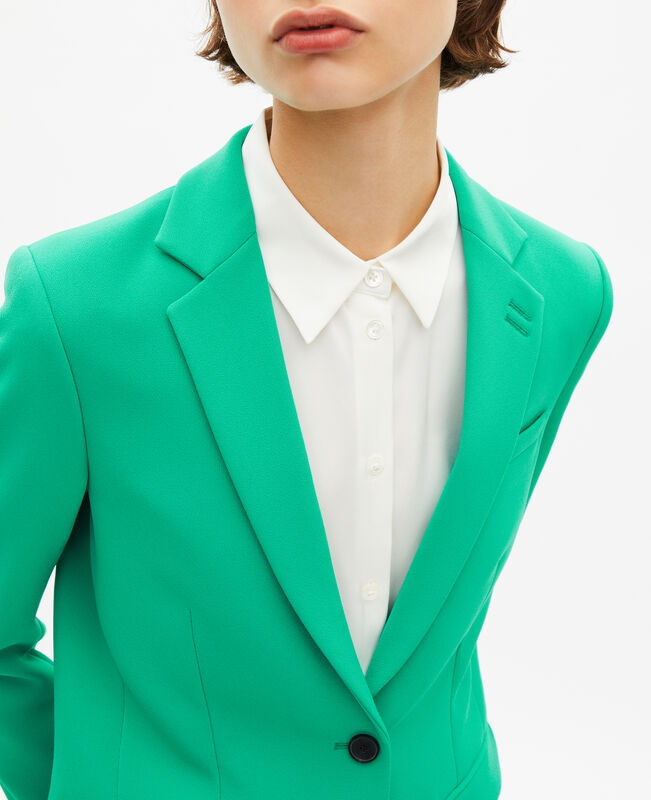 The Kooples FEMME GREEN veste tailleur verte en crêpe