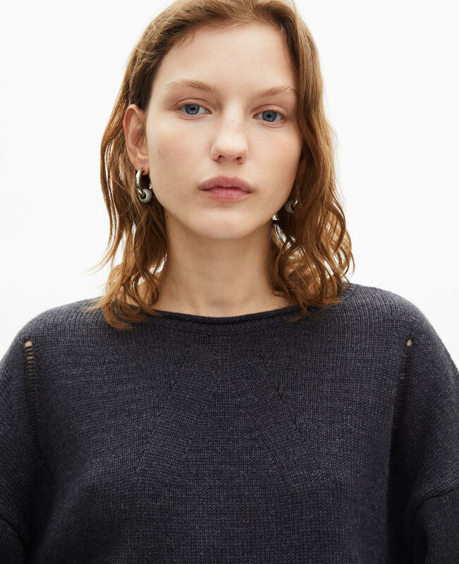 The Kooples FEMME DARK GREY pull en laine mérinos gris