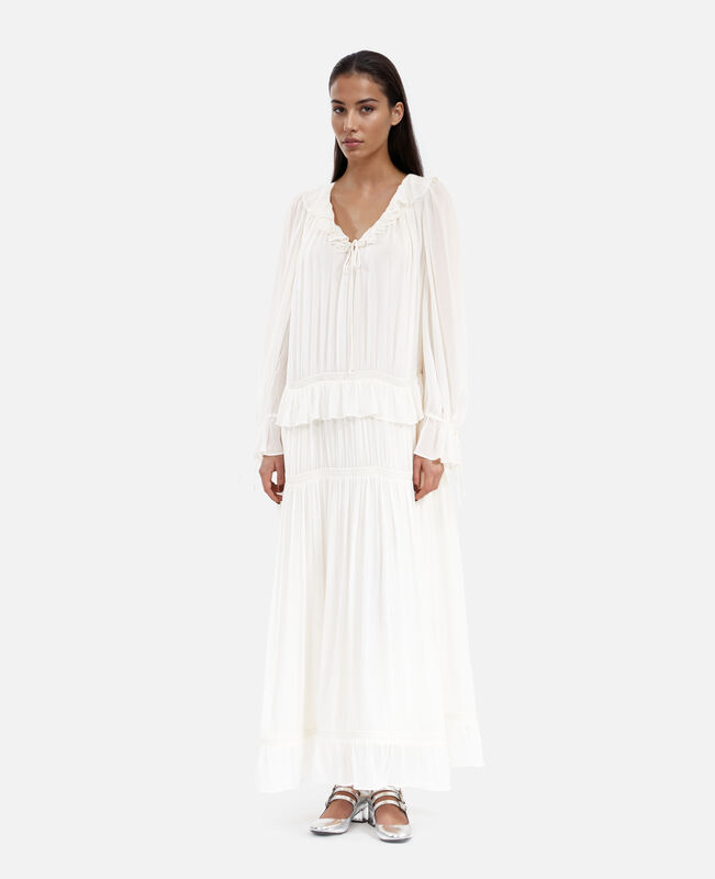 The Kooples FEMME ECRU robe col lavalière écrue