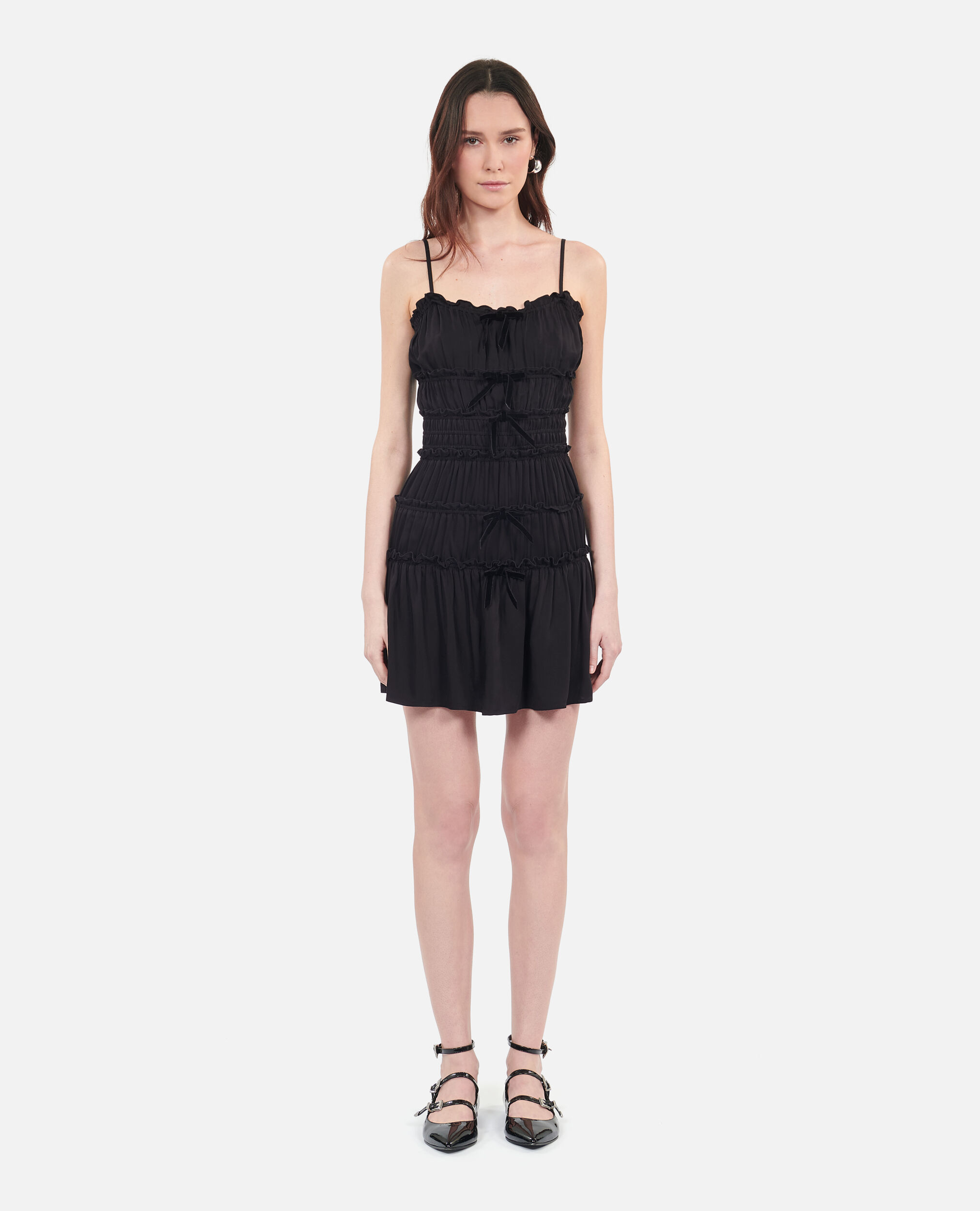 Robe courte avec nœuds noire, BLACK, hi-res image number null