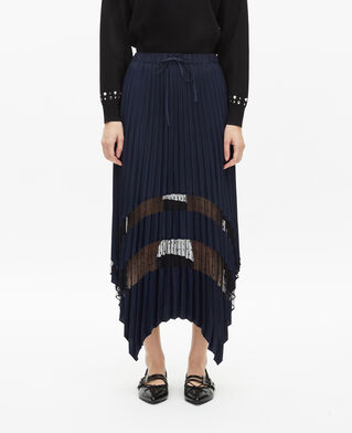 The Kooples DAMEN NAVY marineblauer, langer faltenrock