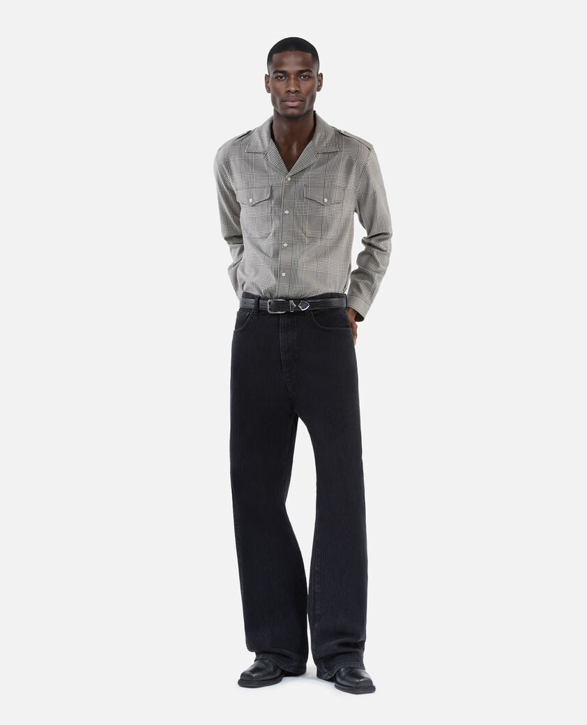 The Kooples HERREN BLACK WHITE schwarz-weißes prince of wales-hemd