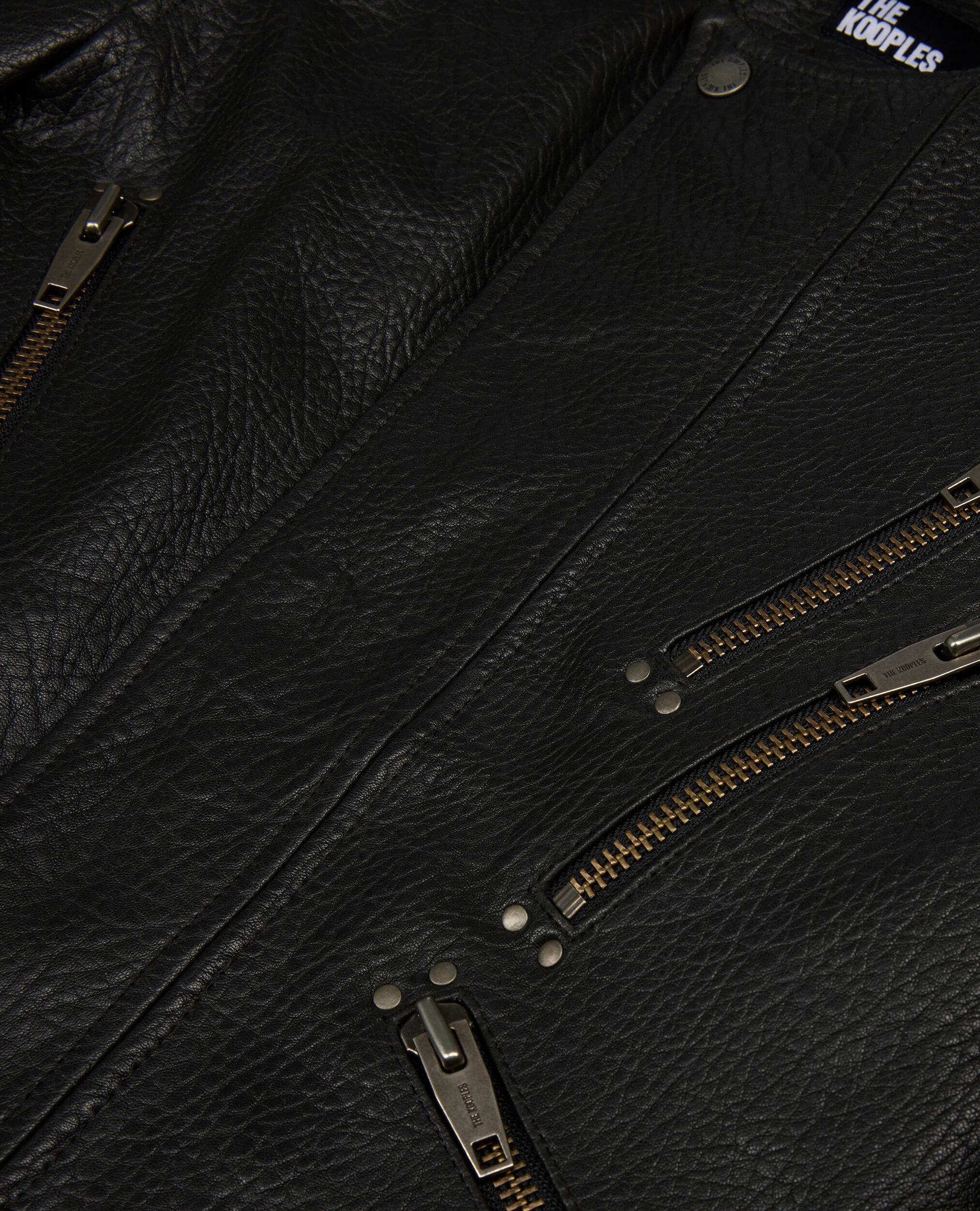 Blouson en cuir noir, BLACK, hi-res image number null