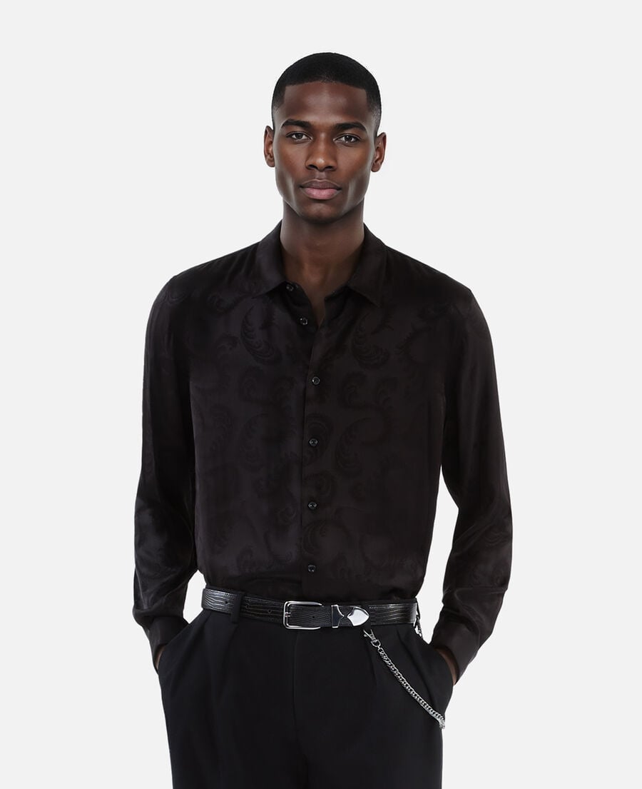 The Kooples MEN BLACK black crocodile-effect leather belt