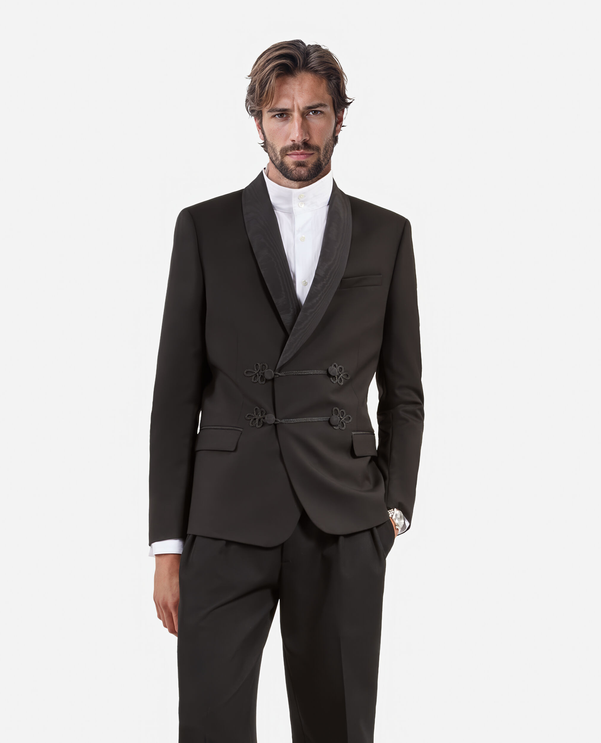Veste de smoking en laine noire, BLACK, hi-res image number null