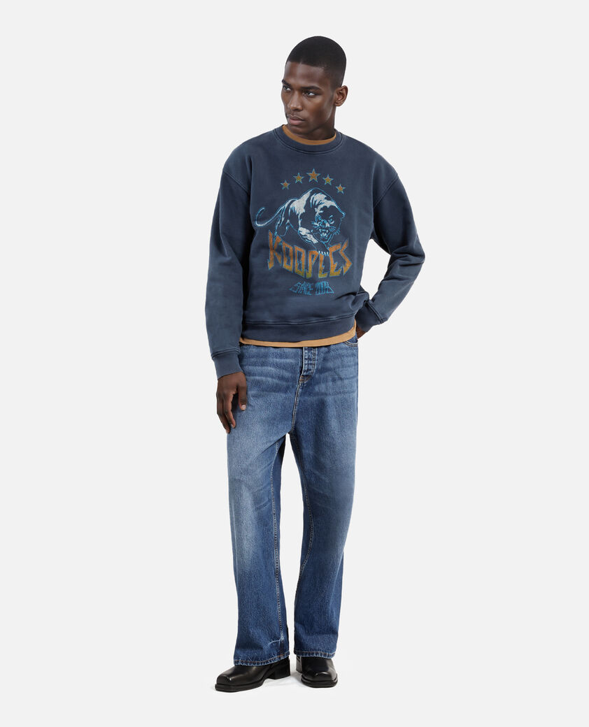The Kooples HOMBRE WASHED NAVY sudadera con serigrafía del logotipo en azul marino