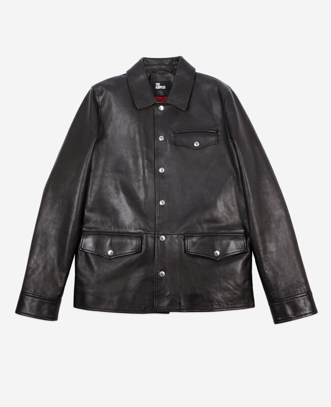 The Kooples HOMME BLACK veste en cuir noire