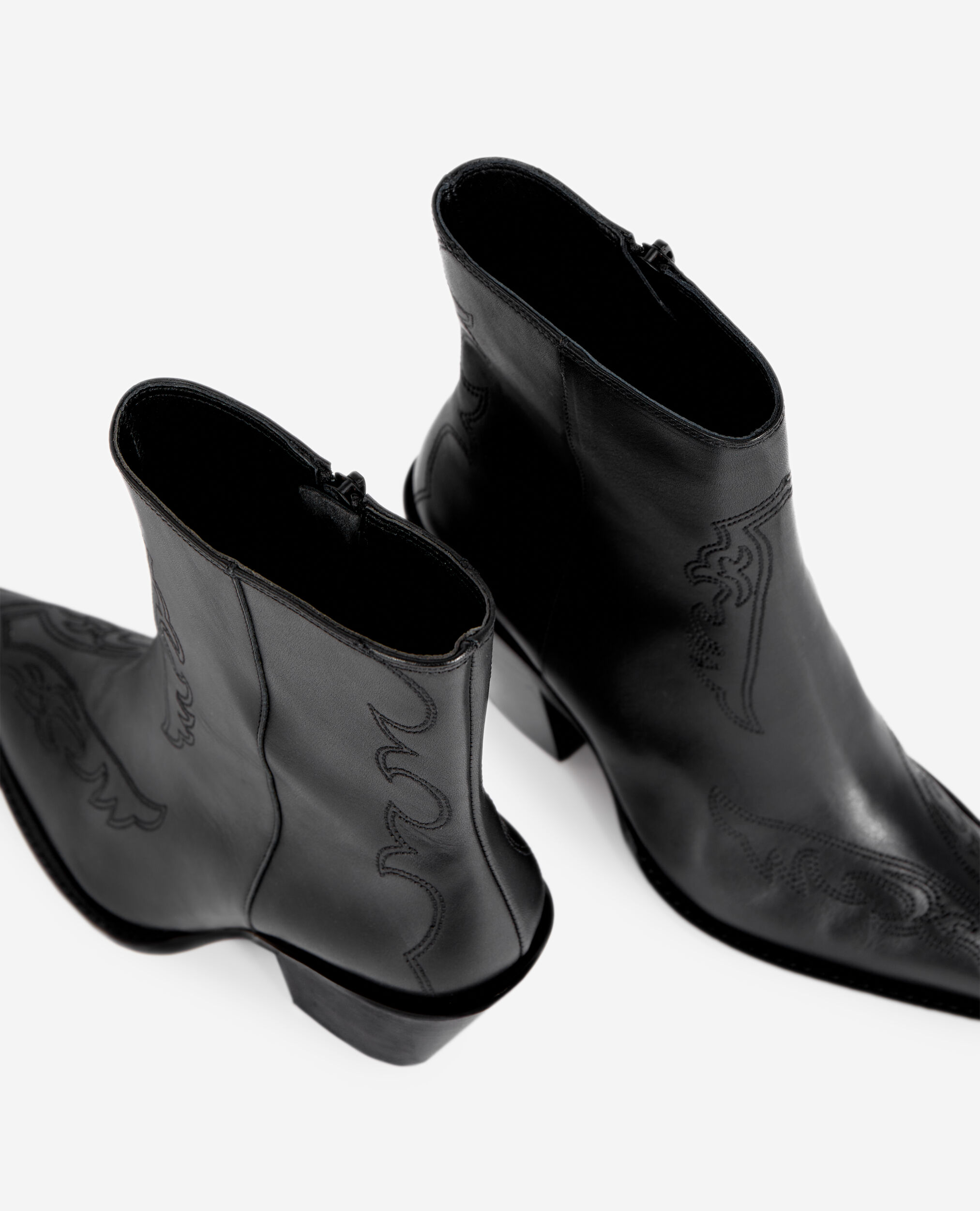 Bottines à talons en cuir noires, BLACK, hi-res image number null