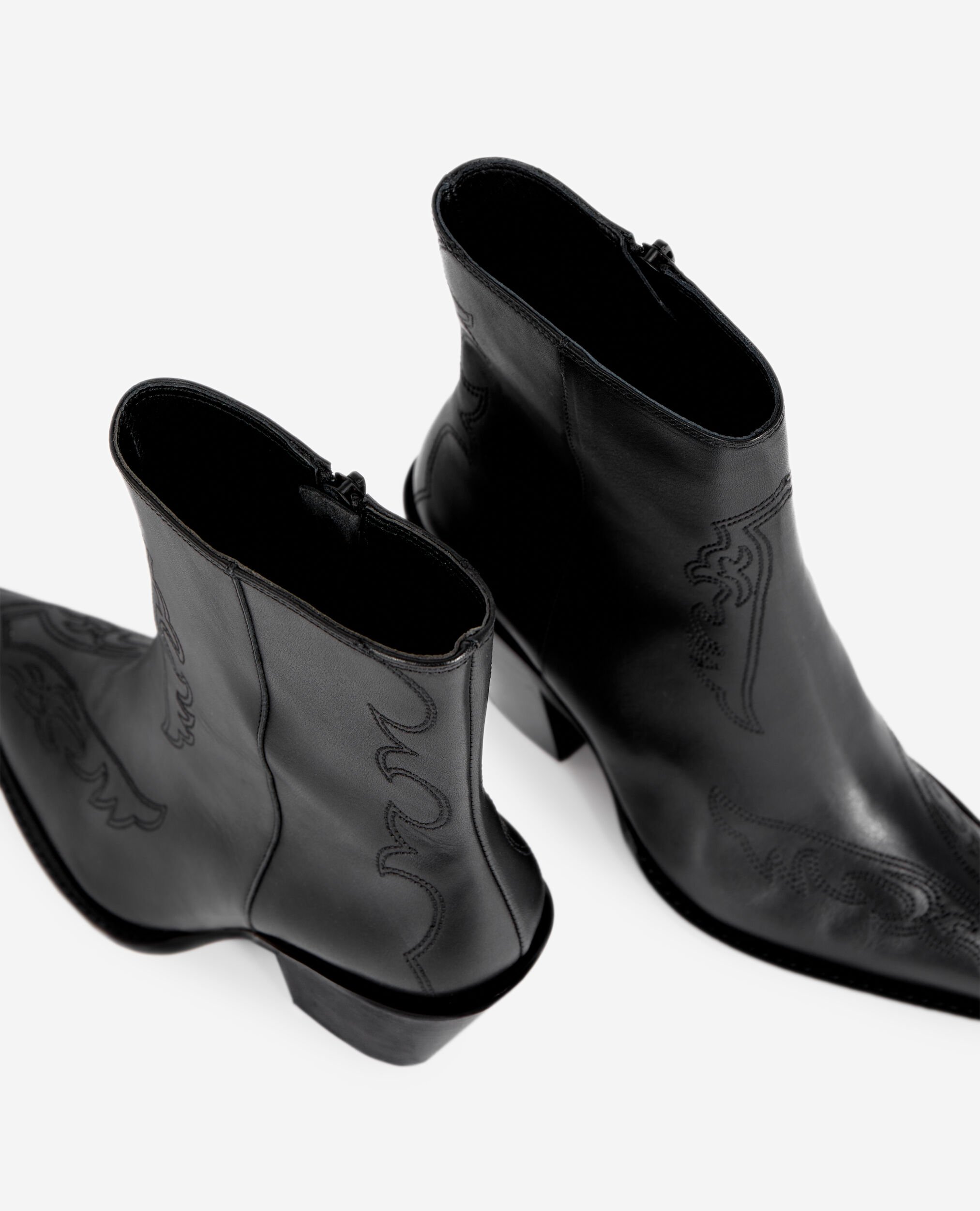Bottines à talons en cuir noires, BLACK, hi-res image number null