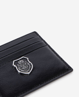 The Kooples UNISEX BLACK schwarzes kartenetui mit wappen aus leder