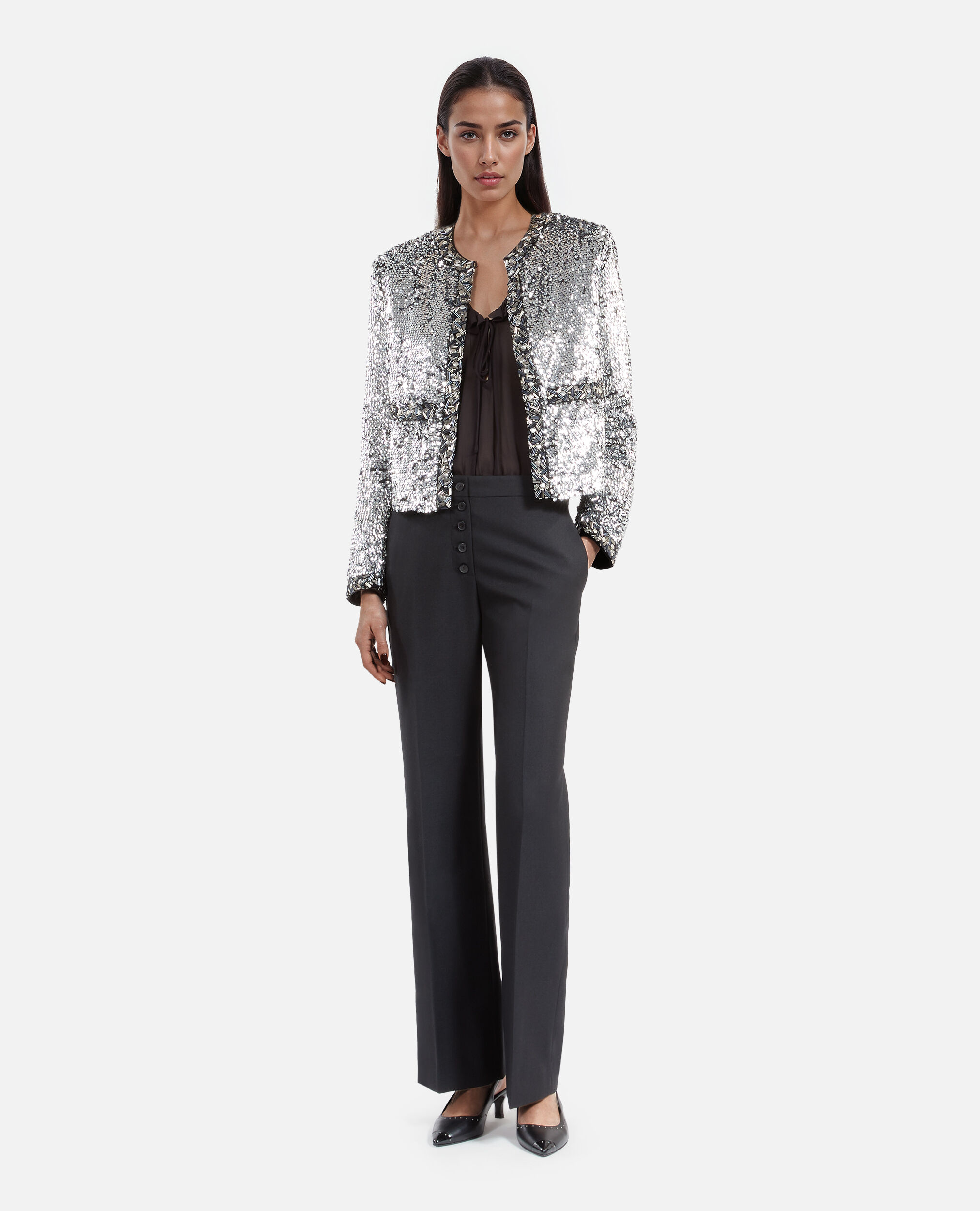 Veste à sequins et perles argentée, SILVER, hi-res image number null