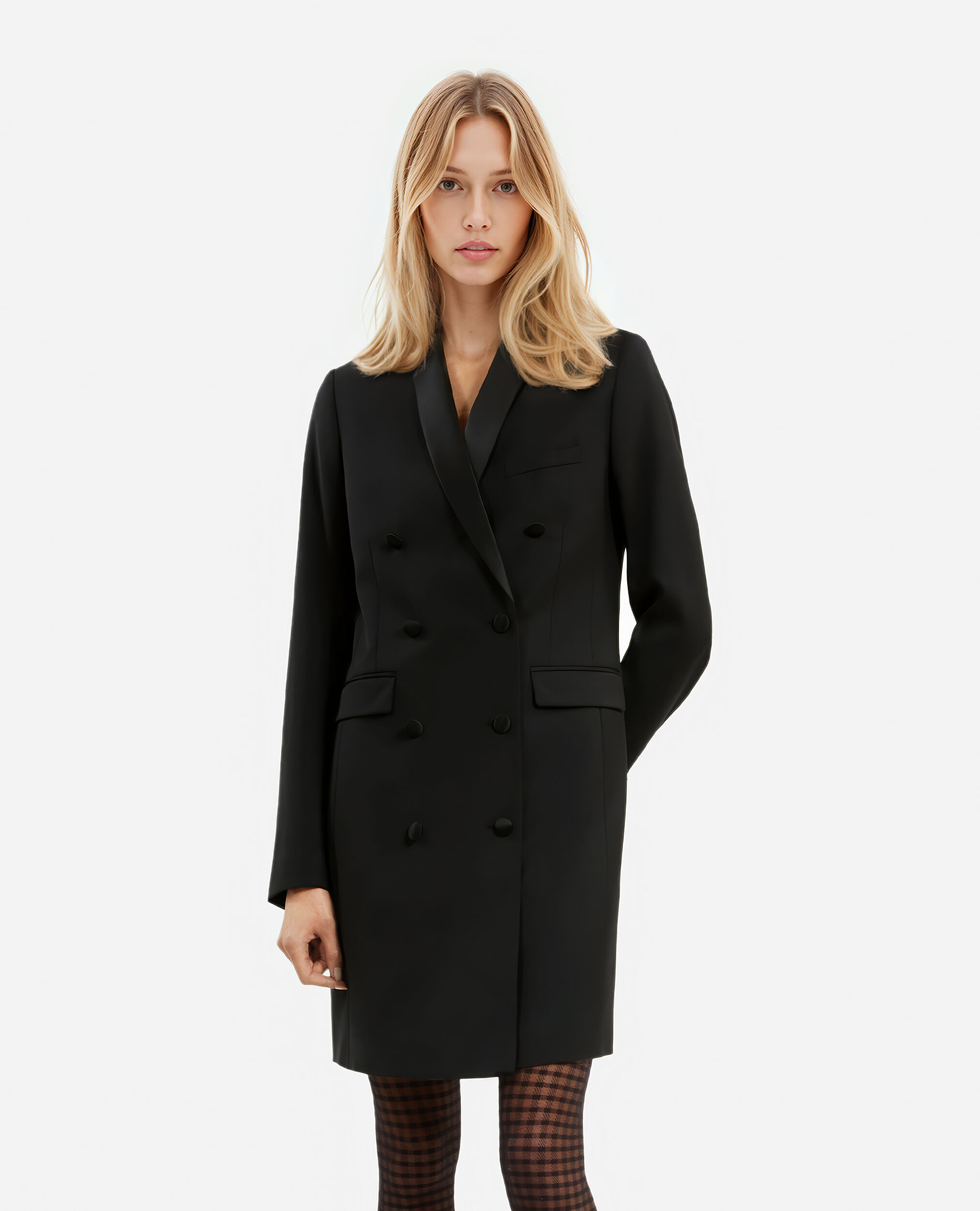 Robe tailleur courte en laine noire, BLACK, hi-res image number null