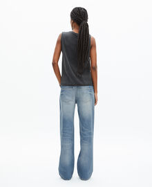 The Kooples FEMME BLACK WASHED débardeur avec sérigraphie noir délavé