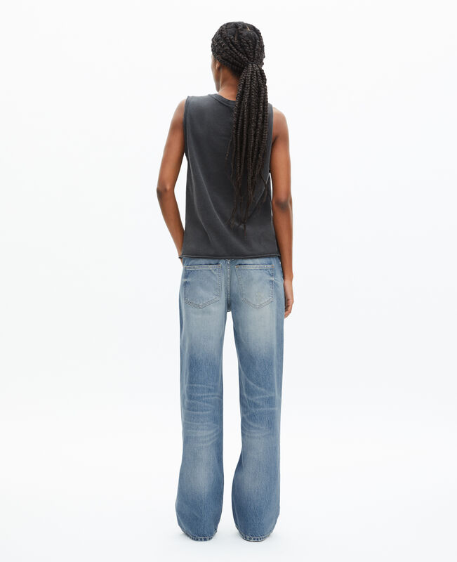 The Kooples FEMME BLACK WASHED débardeur avec sérigraphie noir délavé