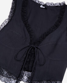 The Kooples FEMME BLACK top avec laçage et dentelle noir