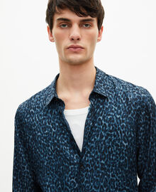 The Kooples HOMME BLUE chemise en soie mélangée imprimé léopard 