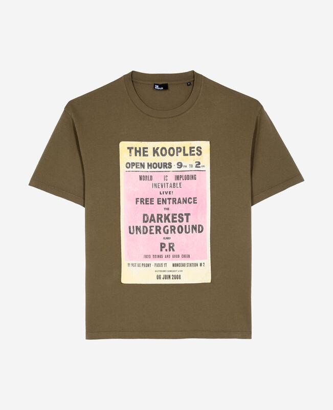 The Kooples HOMME OLIVE KAKI t-shirt avec sérigraphie kaki