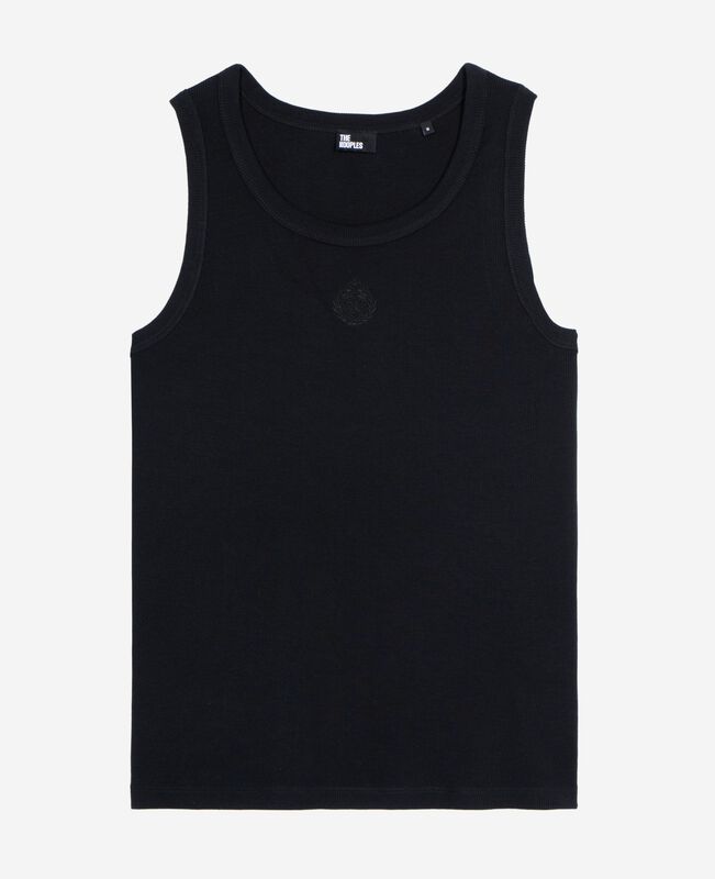 The Kooples HOMME BLACK WASHED débardeur avec broderie blason noir