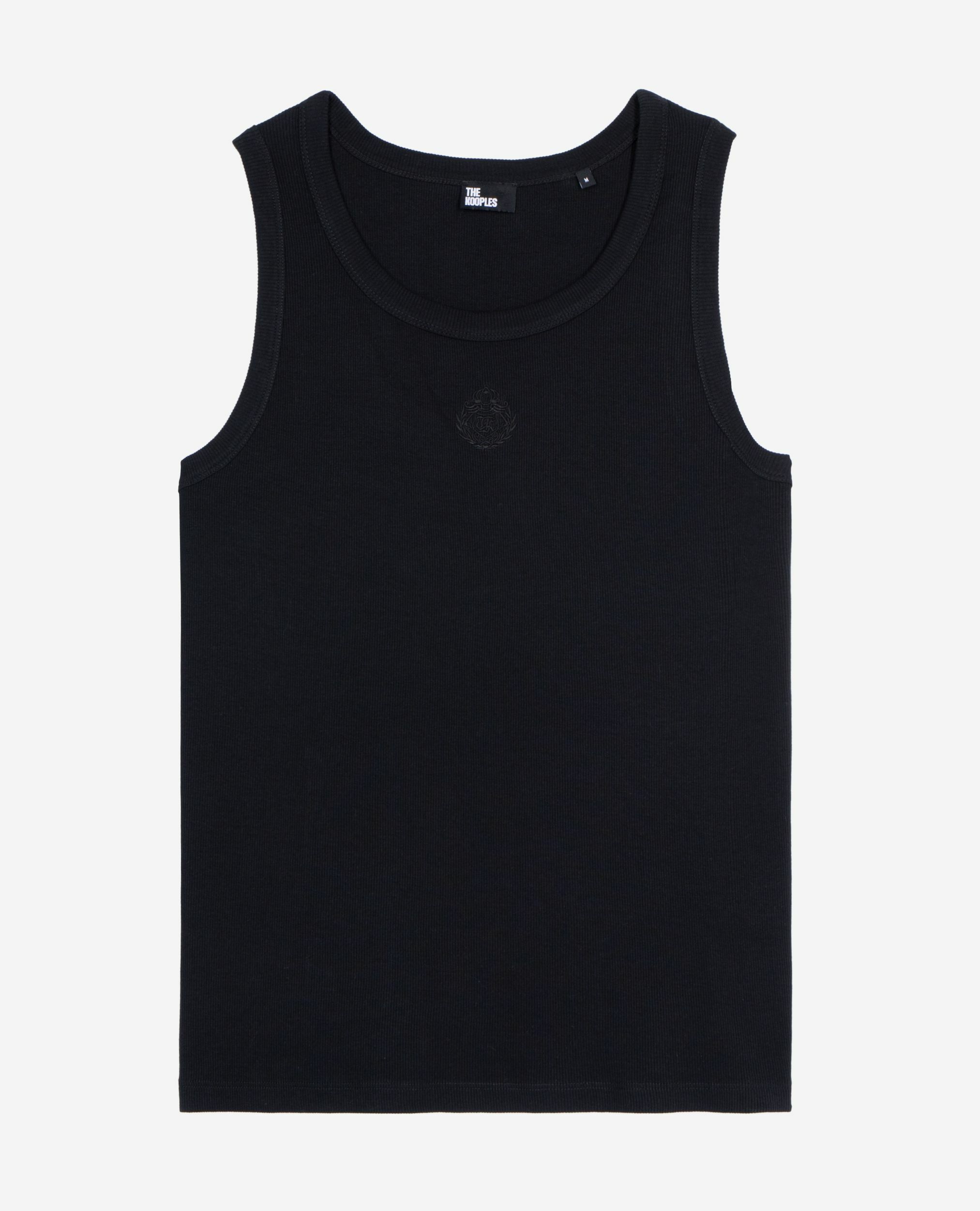 Débardeur avec broderie blason noir, BLACK WASHED, hi-res image number null