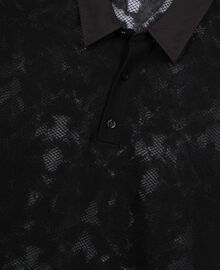 The Kooples HOMME BLACK polo en maille effet dentelle noir