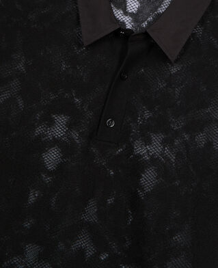 The Kooples MEN BLACK black lace-effect knit polo shirt