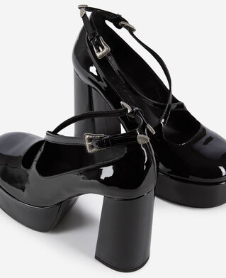 The Kooples FEMME BLACK escarpins à talons en cuir verni noirs