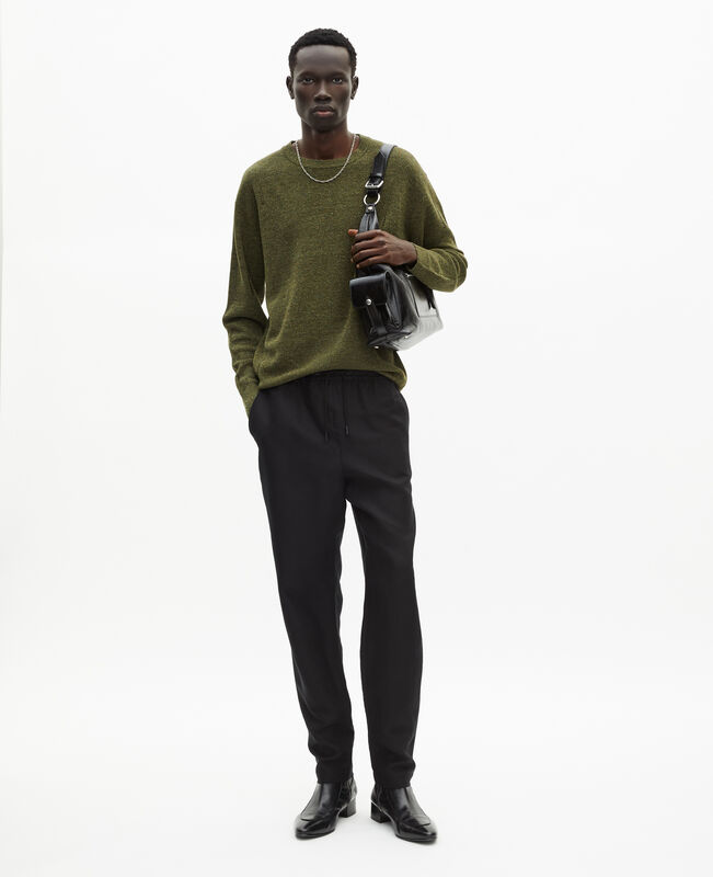 The Kooples HOMME OLIVE KAKI pull en laine et lin kaki