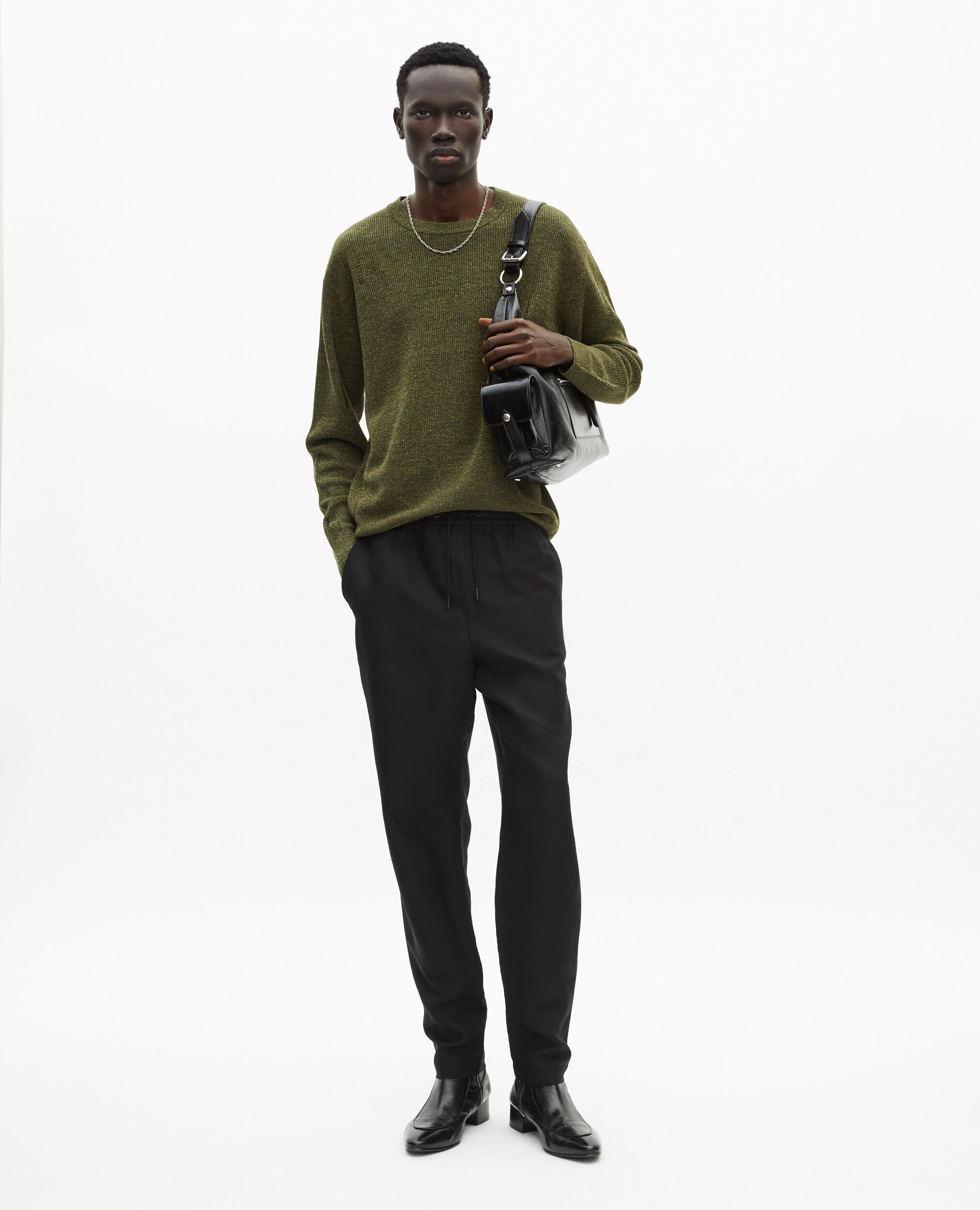 Pull en laine et lin kaki, OLIVE KAKI, hi-res image number null