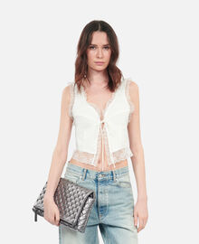 The Kooples FEMME ECRU top sans manches avec dentelle écru