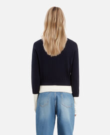 The Kooples FEMME DARK NAVY-ECRU cardigan en coton bleu marine et écru