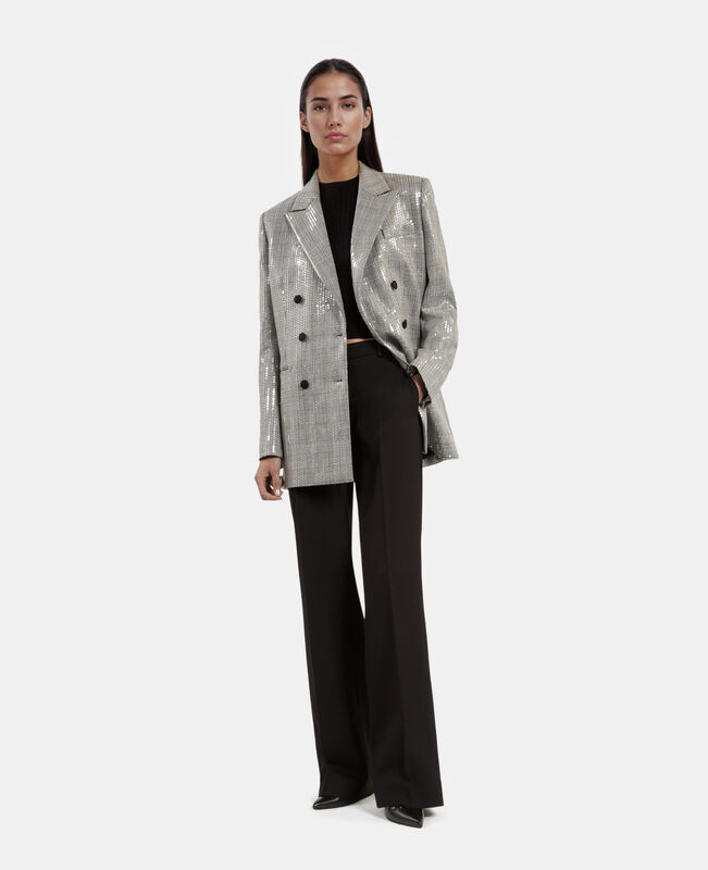 The Kooples FEMME GREY veste à sequins prince de galles grise