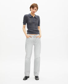The Kooples FEMME ANTHRACITE pull manches courtes en laine mérinos gris