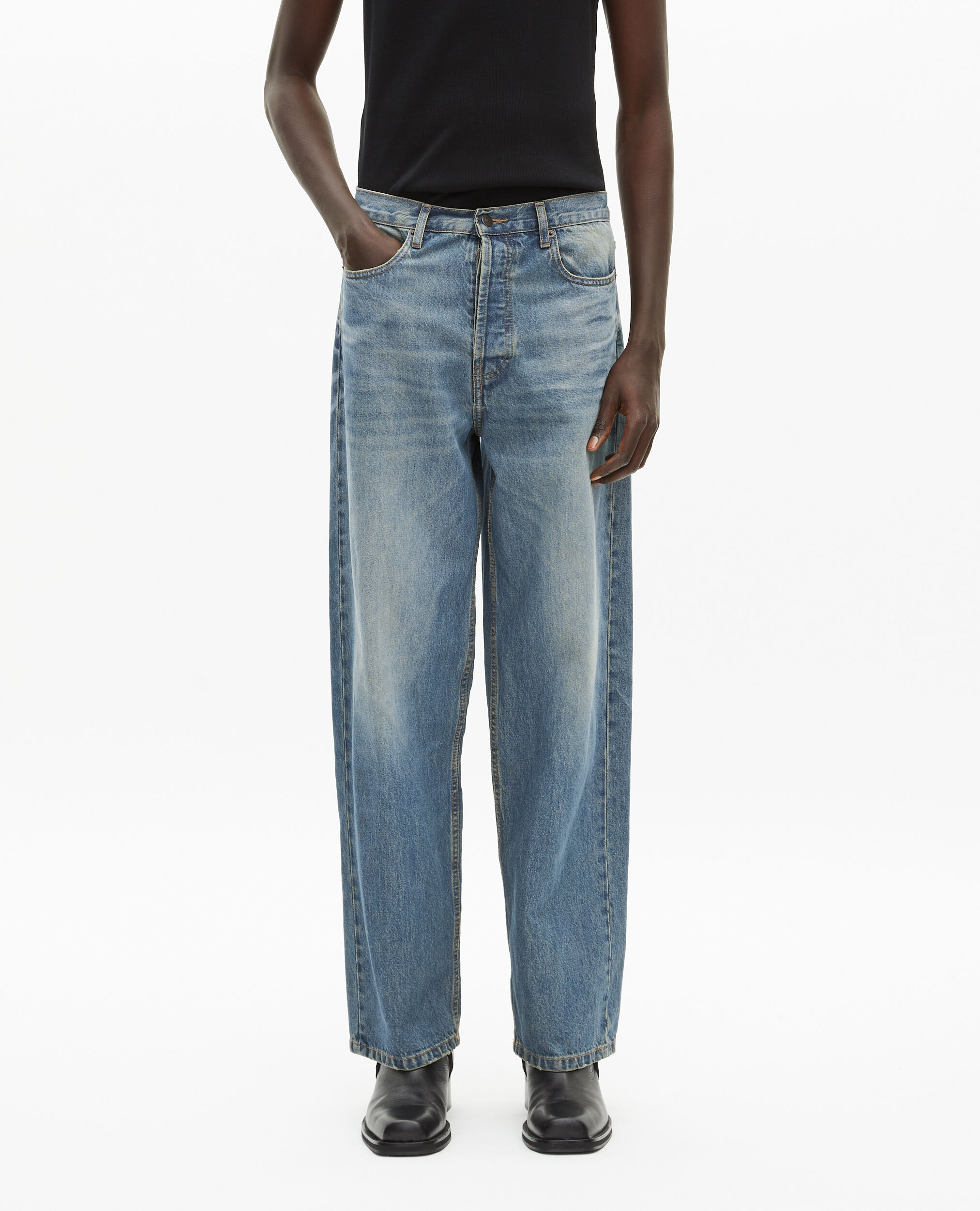Jean droit bleu clair , USED RAPIECE, hi-res image number null