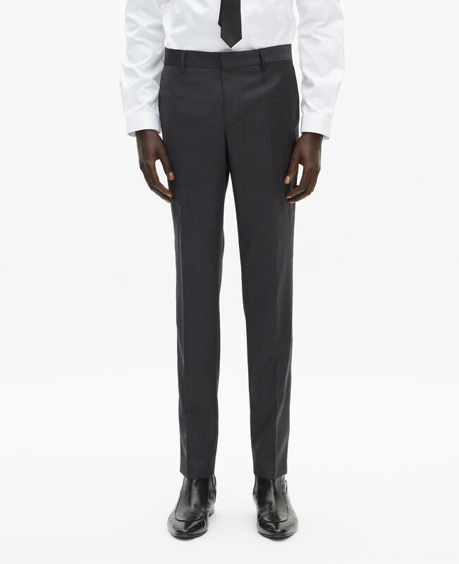 The Kooples HOMME GREY pantalon de costume en laine ajusté gris