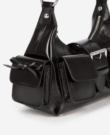 The Kooples FEMME BLACK sac amelia small en cuir craquelé noir