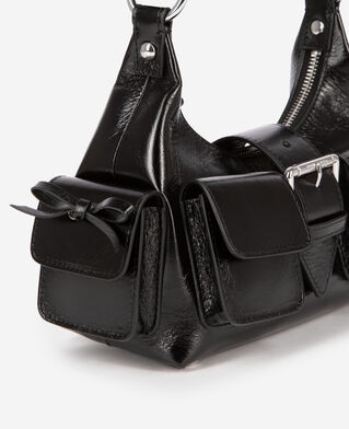 The Kooples FEMME BLACK sac amelia small en cuir craquelé noir