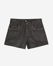 The Kooples FEMME BLACK STONE short en cuir noir